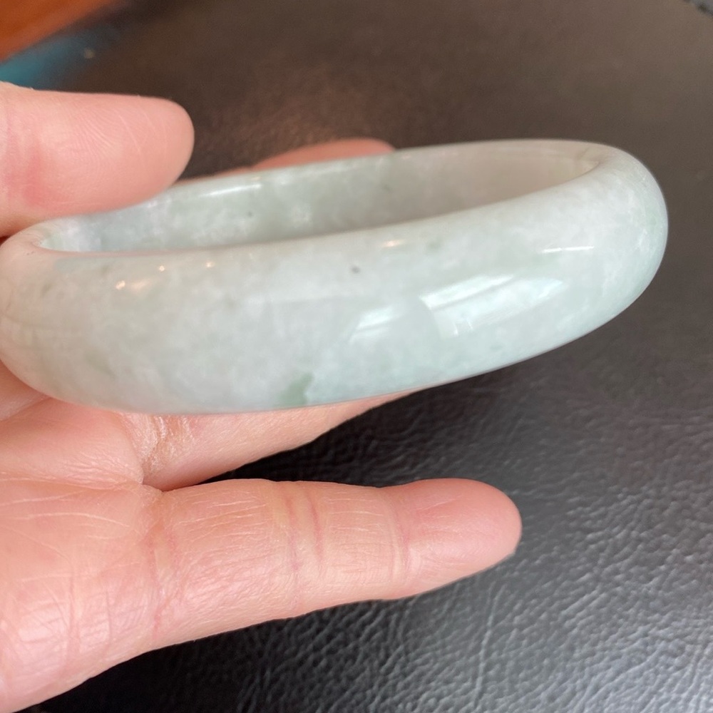 White Jade Bangle Bracelet 59mm Width 15mm - Picture 2 of 13